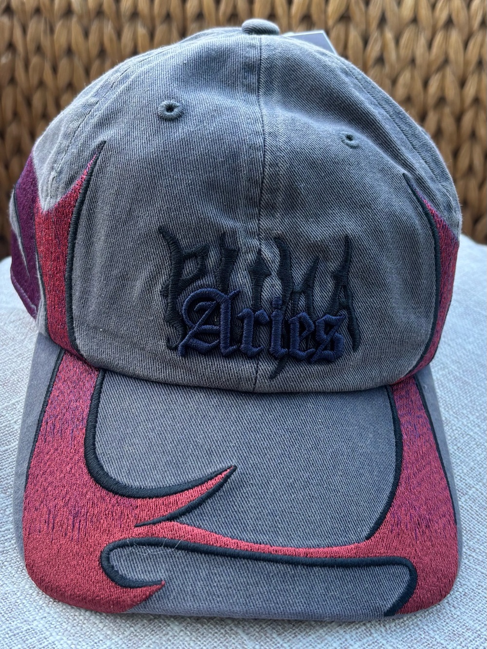 Puma Gray and Burgundy Aries Logo Baseball Cap